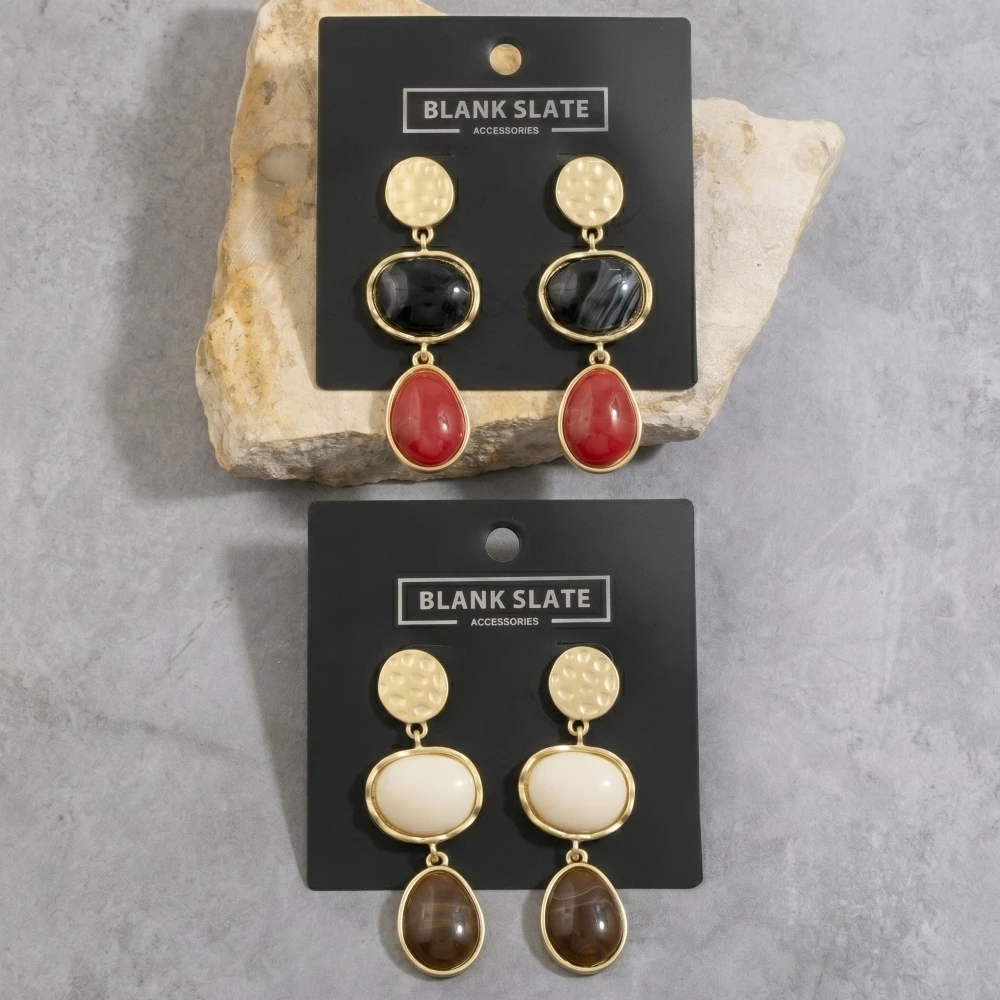 Tiered Stone Dangle Drop Earrings