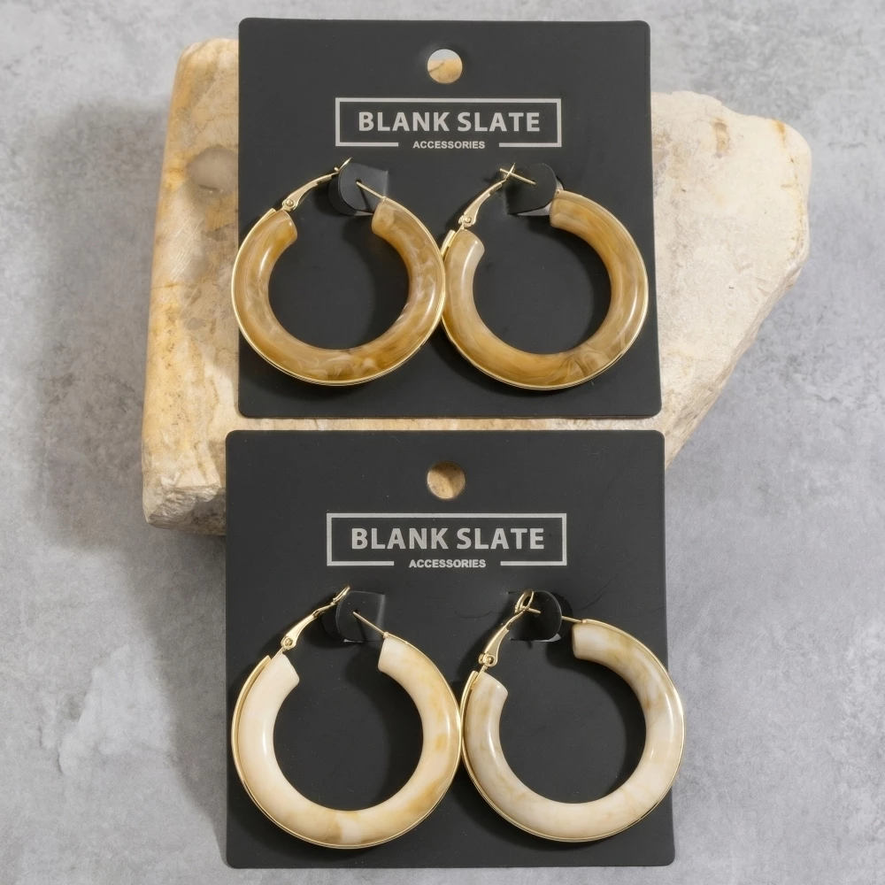 Metallic Trim Resin Hoop Earrings