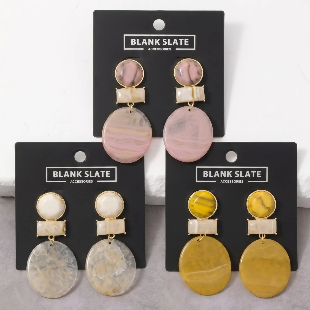 Tiered Resin Disc Drop Earrings