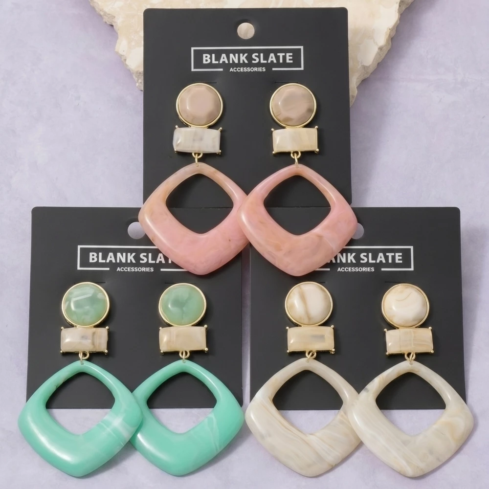 Geometric Resin Cutout Drop Earrings