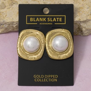 Gold Dipped Pearl Statement Stud Earrings