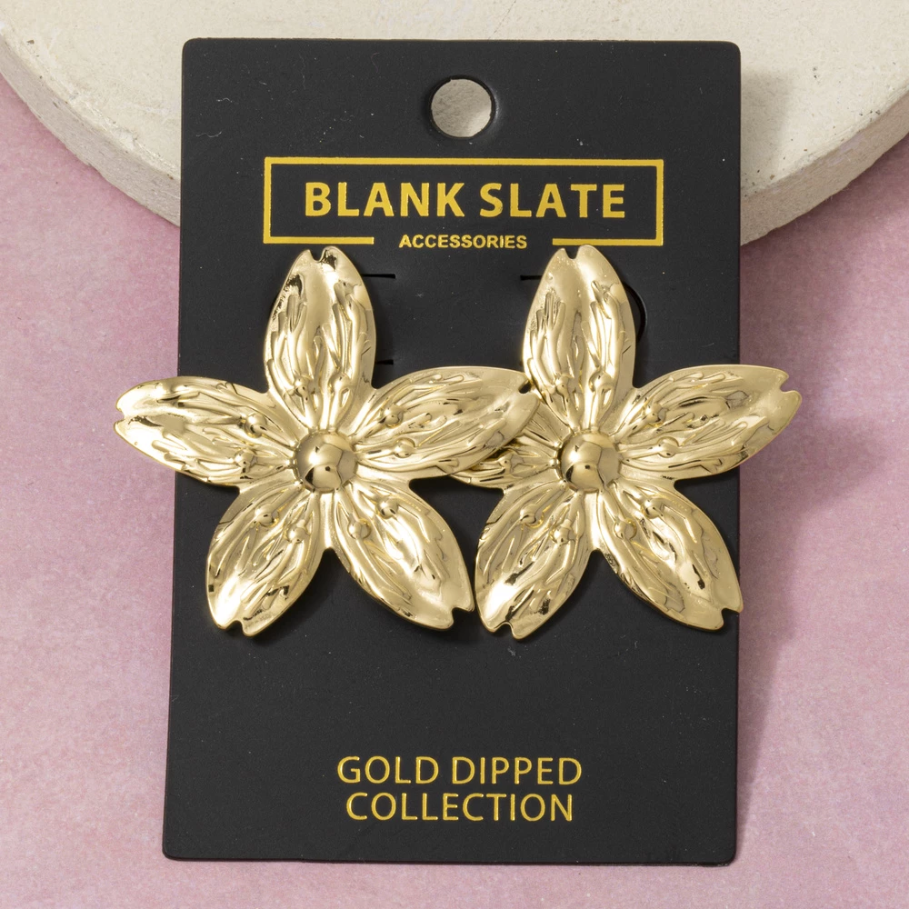 Gold Dipped Lily Flower Stud Earrings