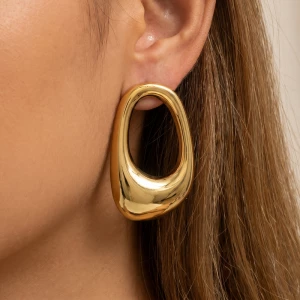 Gold Dipped Open Teardrop Frame Stud Earrings