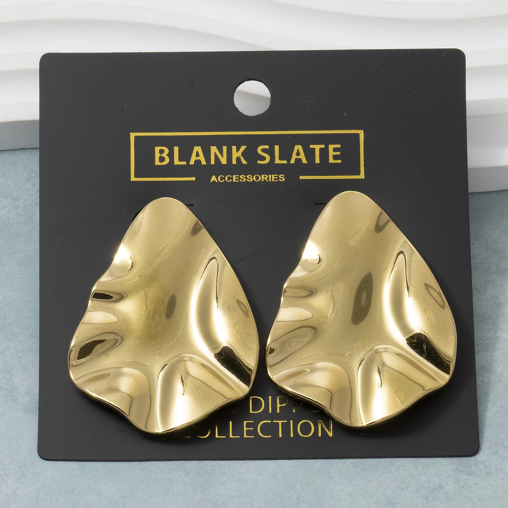 Gold Dipped Sculptural Wavy Organic Stud Earrings