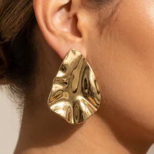 Gold Dipped Sculptural Wavy Organic Stud Earrings