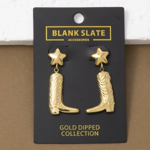 Star Post Cowboy Boot Drop Earrings