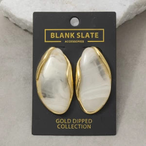 Gold Dipped Tortoise Resin Flame Teardrop Drop Earrings
