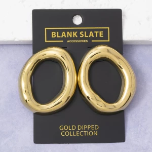 Gold Dipped Organic Molten Edge Oval Hoop Earrings