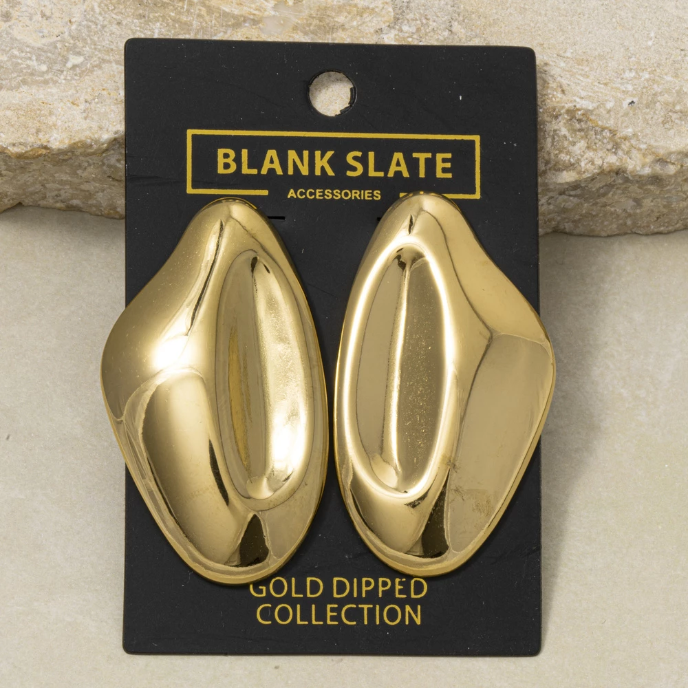 Gold Dipped Puffy Nugget Stud Earrings
