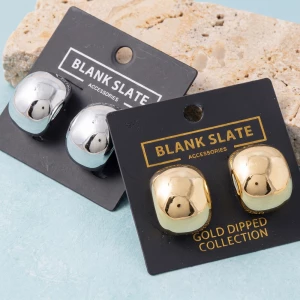 Chunky Polished Dome Ball Stud Earrings