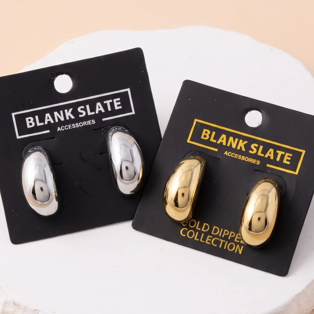 Chunky Dome Teardrop Hoop Earrings