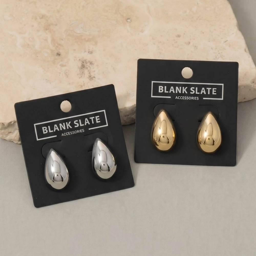 Gold Dipped Chunky Teardrop Pebble Stud Earrings