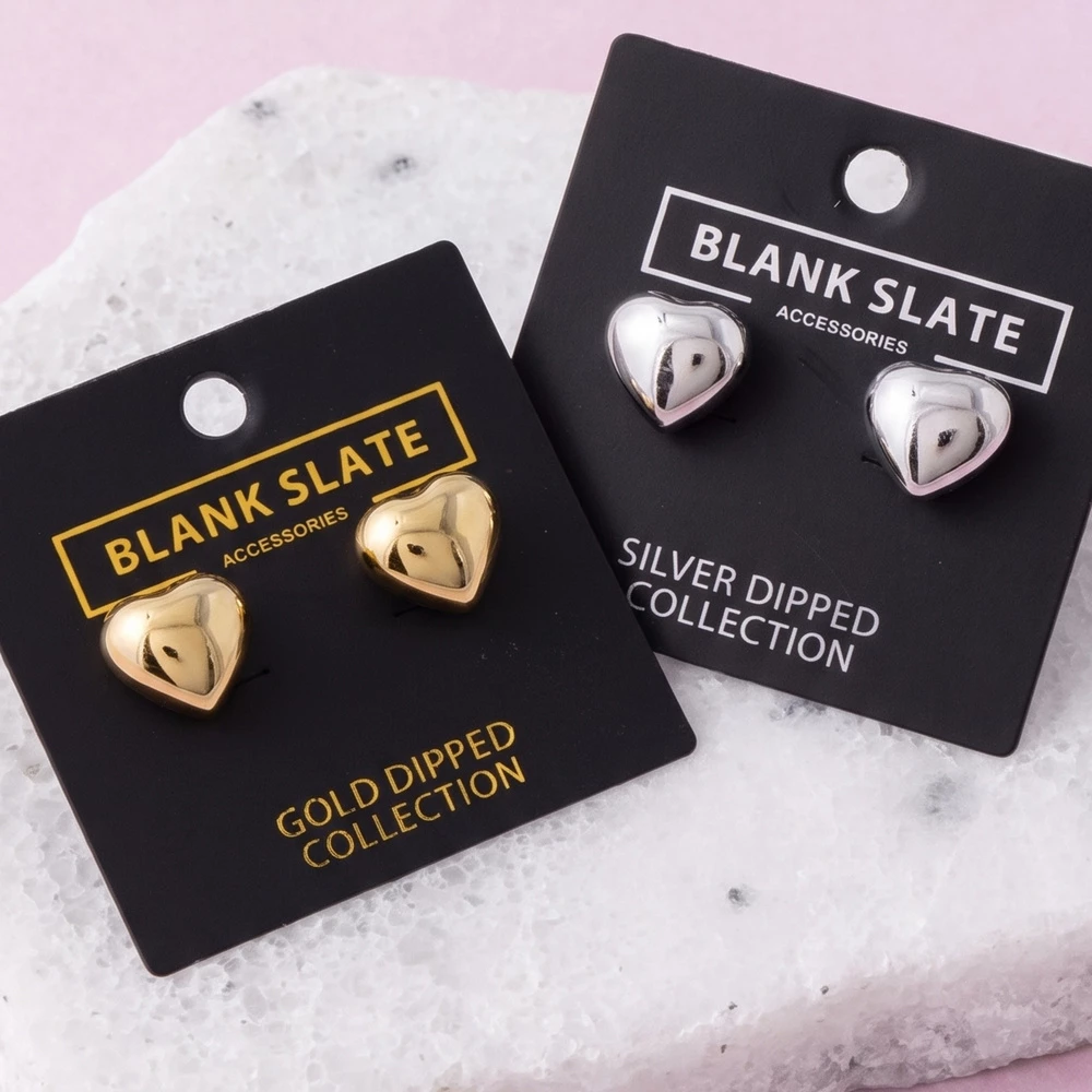 Puffy Heart Dome Stud Earrings