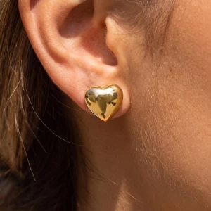 Puffy Heart Dome Stud Earrings