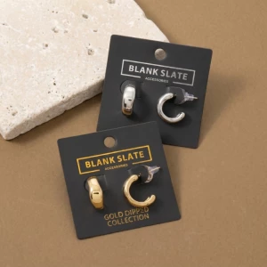 Gold Dipped Chunky Single Tube Mini Huggie Earrings