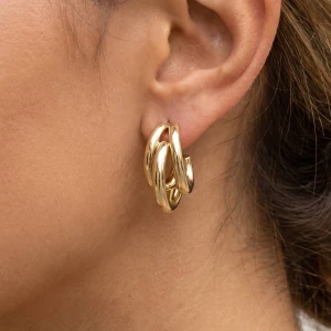 Gold Dipped Triple Tube Mini Huggie Earrings