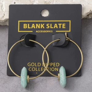 Gold Dipped Hoop Earrings With Stone Bead