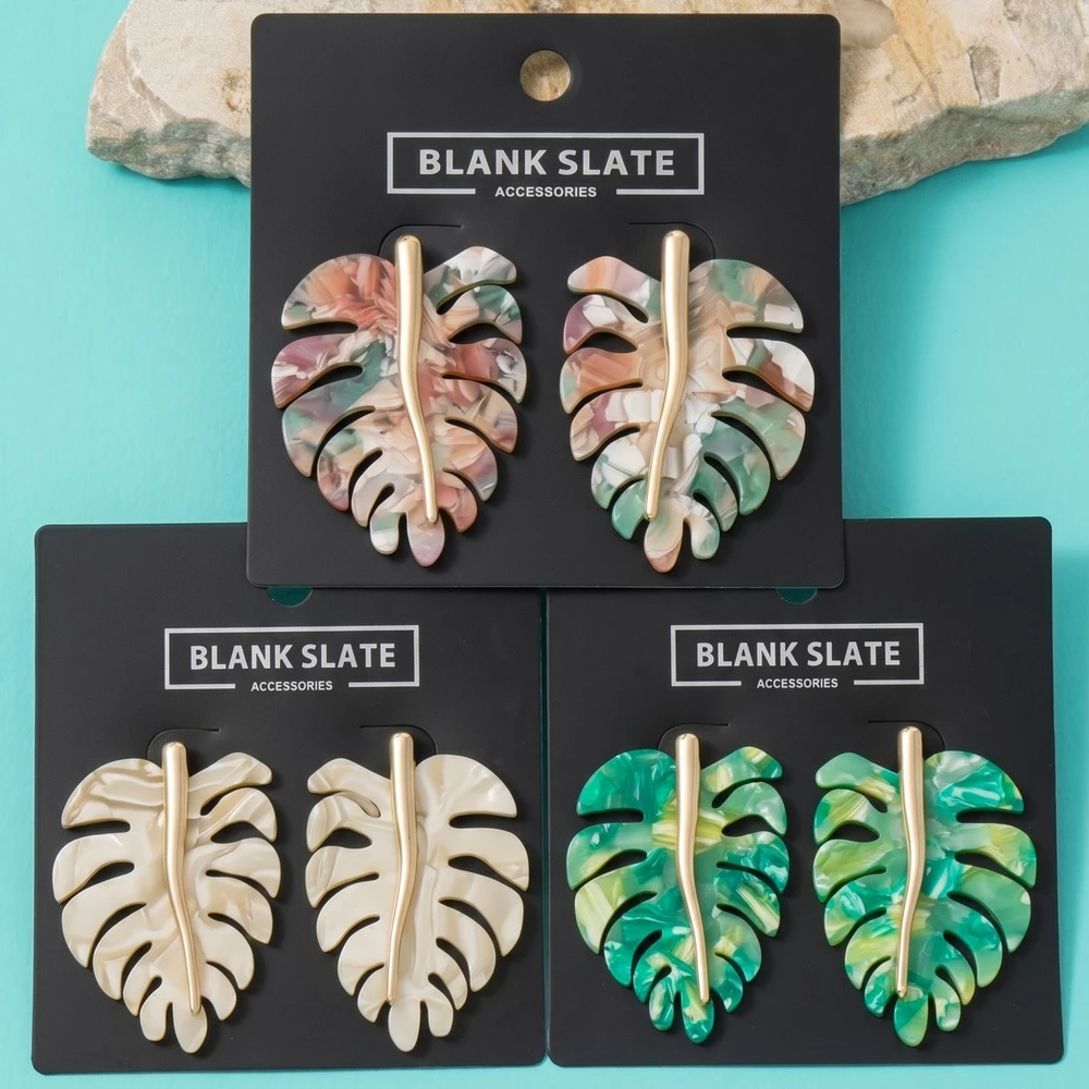Tropical Monstera Leaf Stud Earrings
