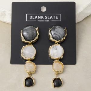 Resin Stone Four Tier Linear Drop Earrings