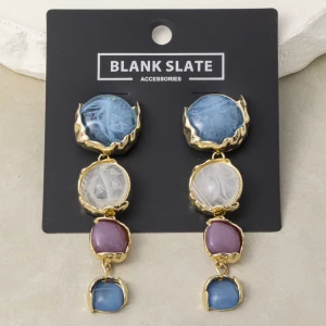 Resin Stone Four Tier Linear Drop Earrings