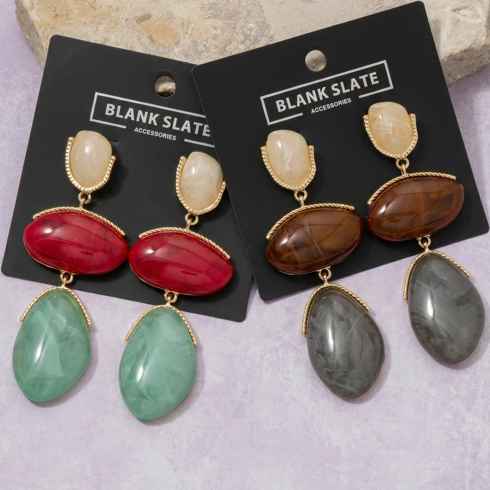 Triple Stone Rope Bezel Drop Earrings