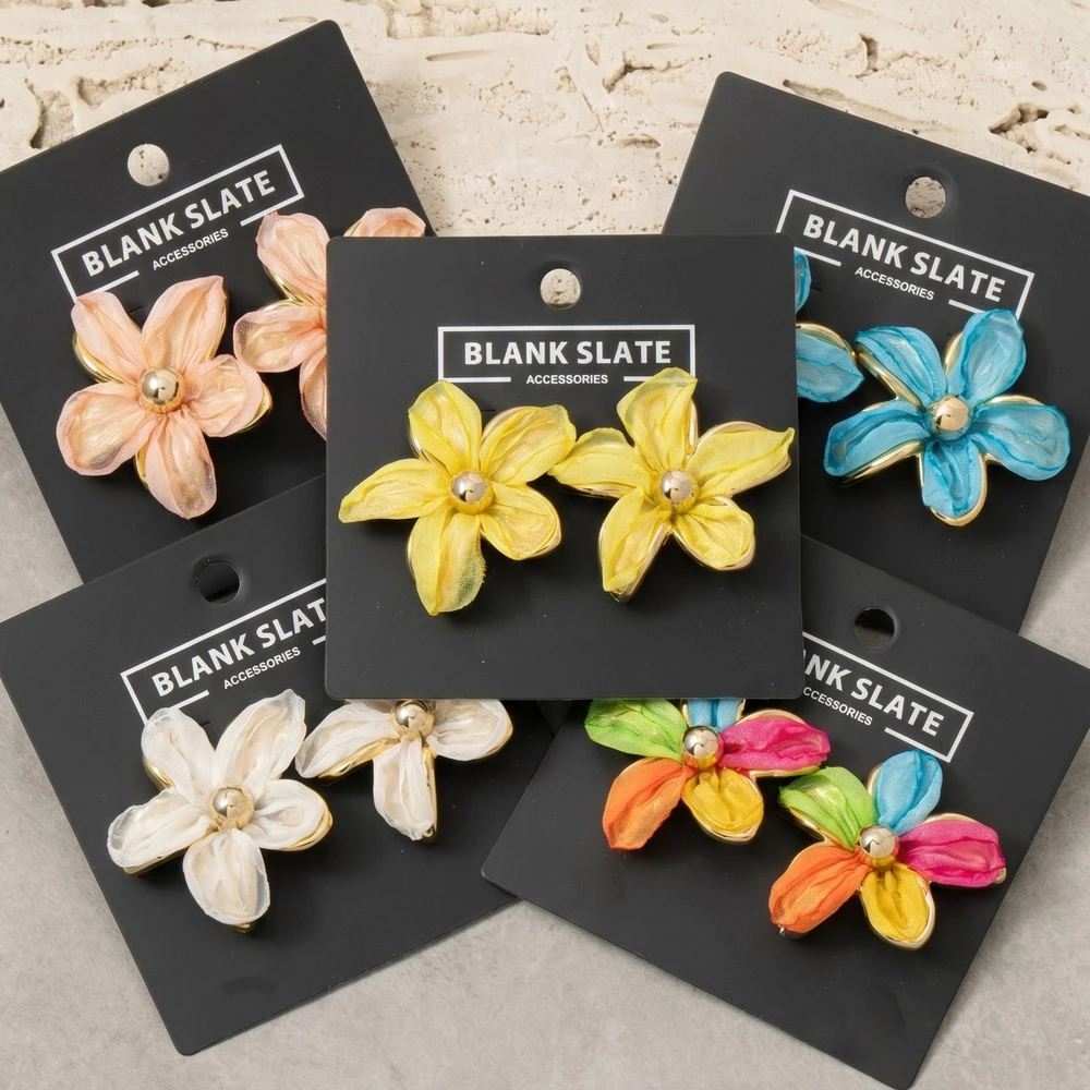 Fabric Flower Petal Stud Earrings