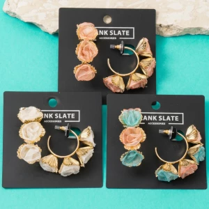 Floral Rosette Shell Hoop Earrings