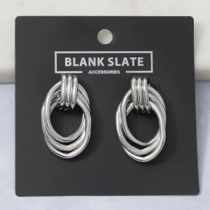 Gold Dipped Oval Multi Ring Doorknocker Earrings