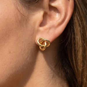 Gold Dipped Love Knot Stud Earrings