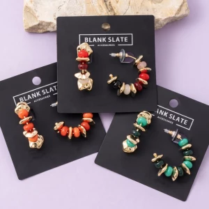Chunky Pebble Bead Hoop Earrings