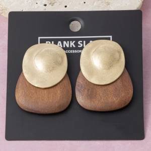 Matte Dome Wood Panel Stud Earrings