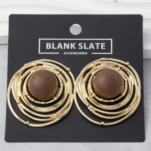 Orbit Ring Wood Bead Stud Earrings