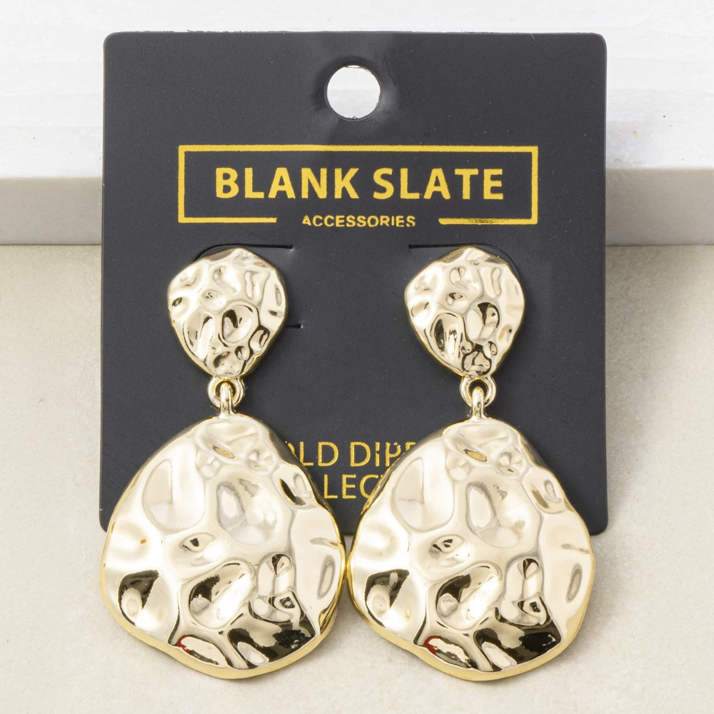 Gold Dipped Hammered Pebble Disc Earrings