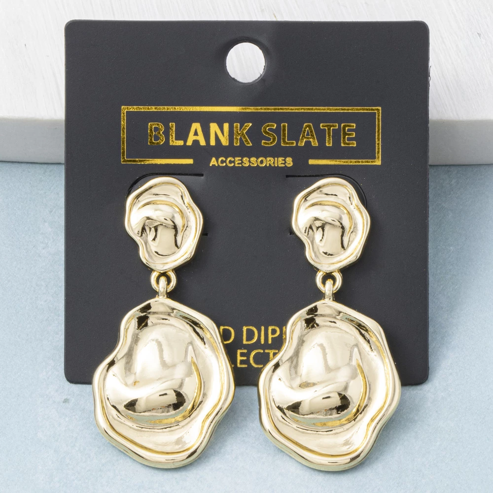 Gold Dipped Swirled Petal Drop Earrings