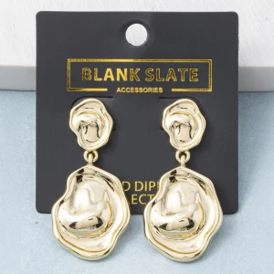 Gold Dipped Swirled Petal Drop Earrings
