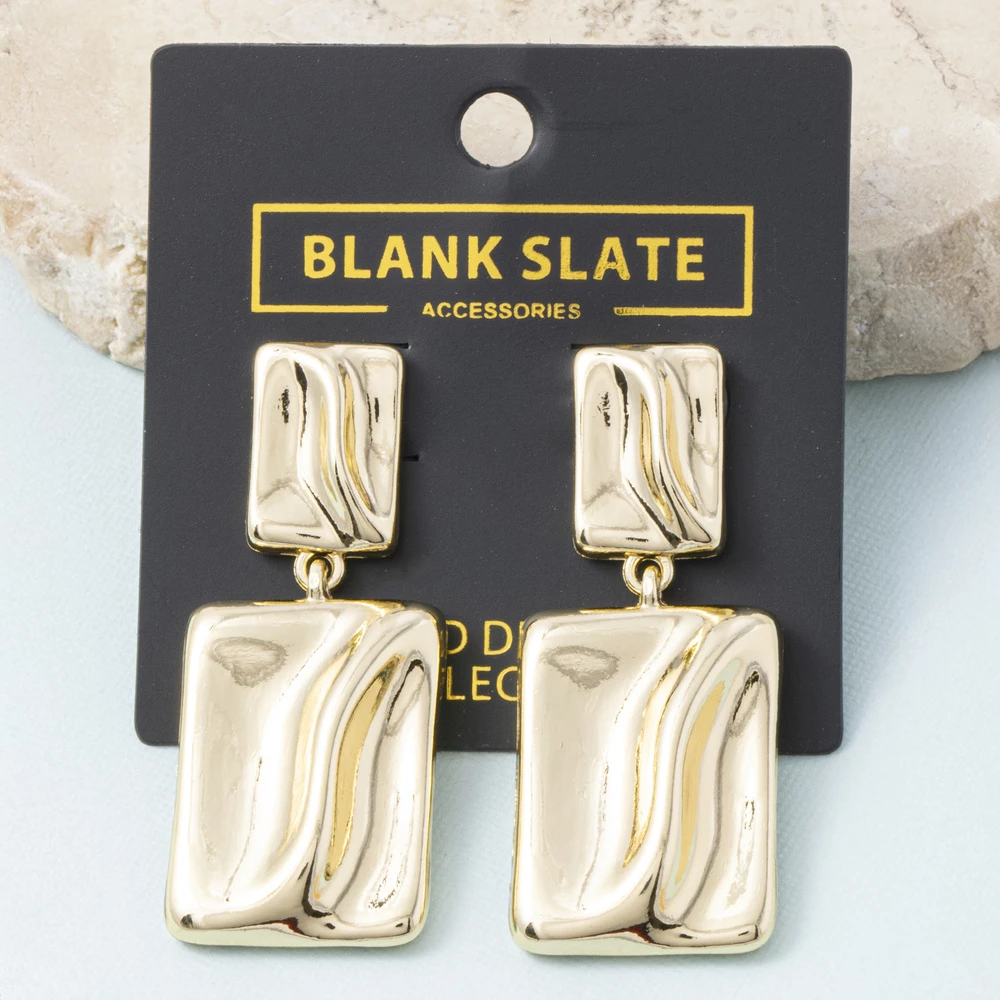 Gold Dipped Draped Rectangle Drop Earrings