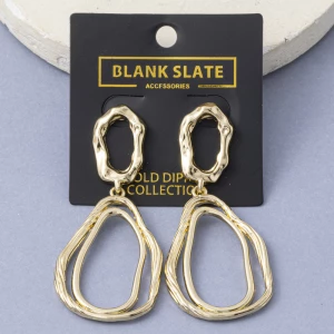 Gold Dipped Open Teardrop Hoop Drop Earrings