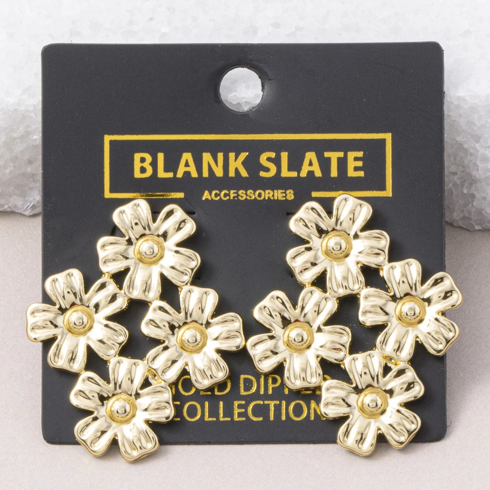 Gold Dipped Puffy Oval Bean Drop Earrings