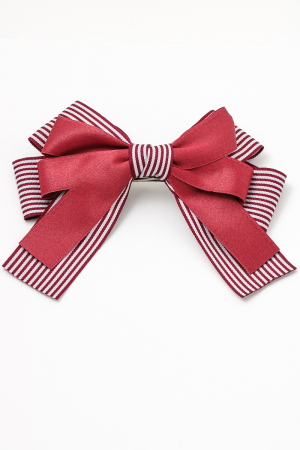 Striped Pattern Ribbon Bow Tie Hair Clip