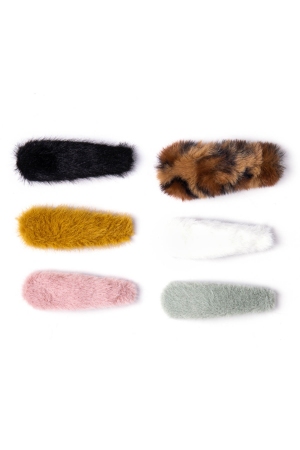Furry Mixed Colors Hair Clips