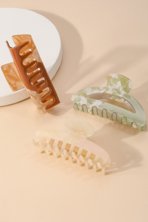 Acetate Three Piece Hair Claw Set