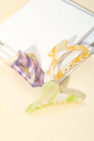 Three Piece Striped Pattern Acetate Hair Claw Set