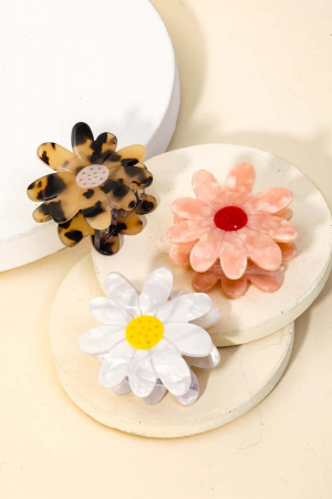 Acetate Flower Daisy Jaw Hair Clip Set