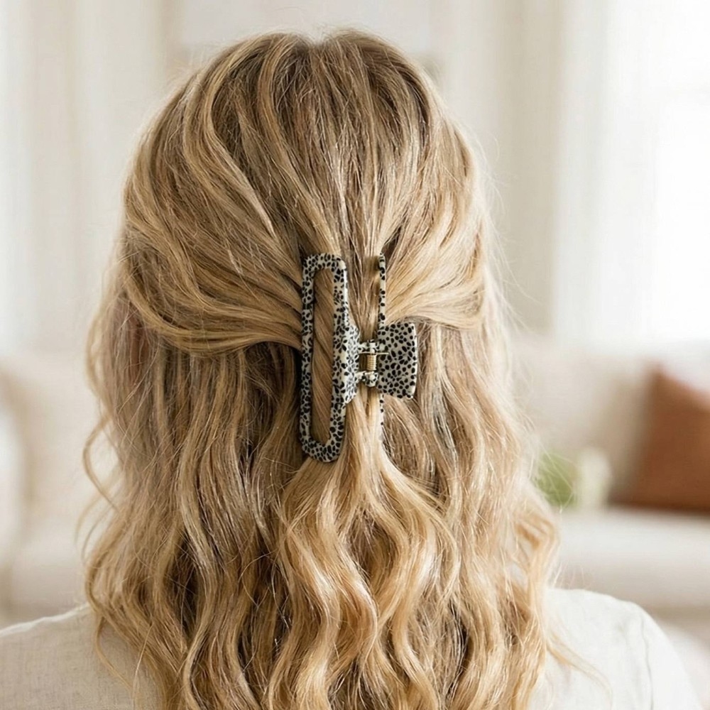 Assorted Acetate Pattern Rectangle Hair Claw Set