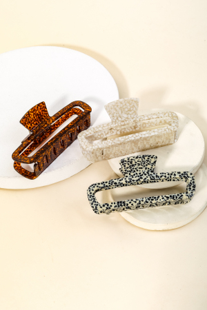 Assorted Acetate Pattern Rectangle Hair Claw Set