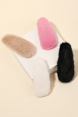 4 Piece Fur Hair Clips