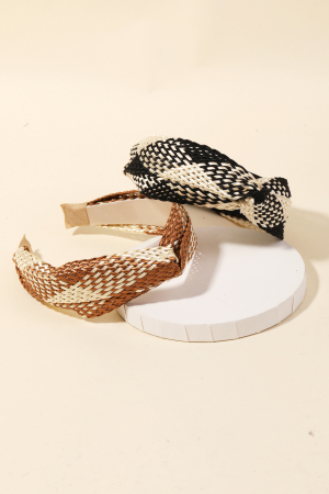 Two Tone Basket Weave Twist Headband Set