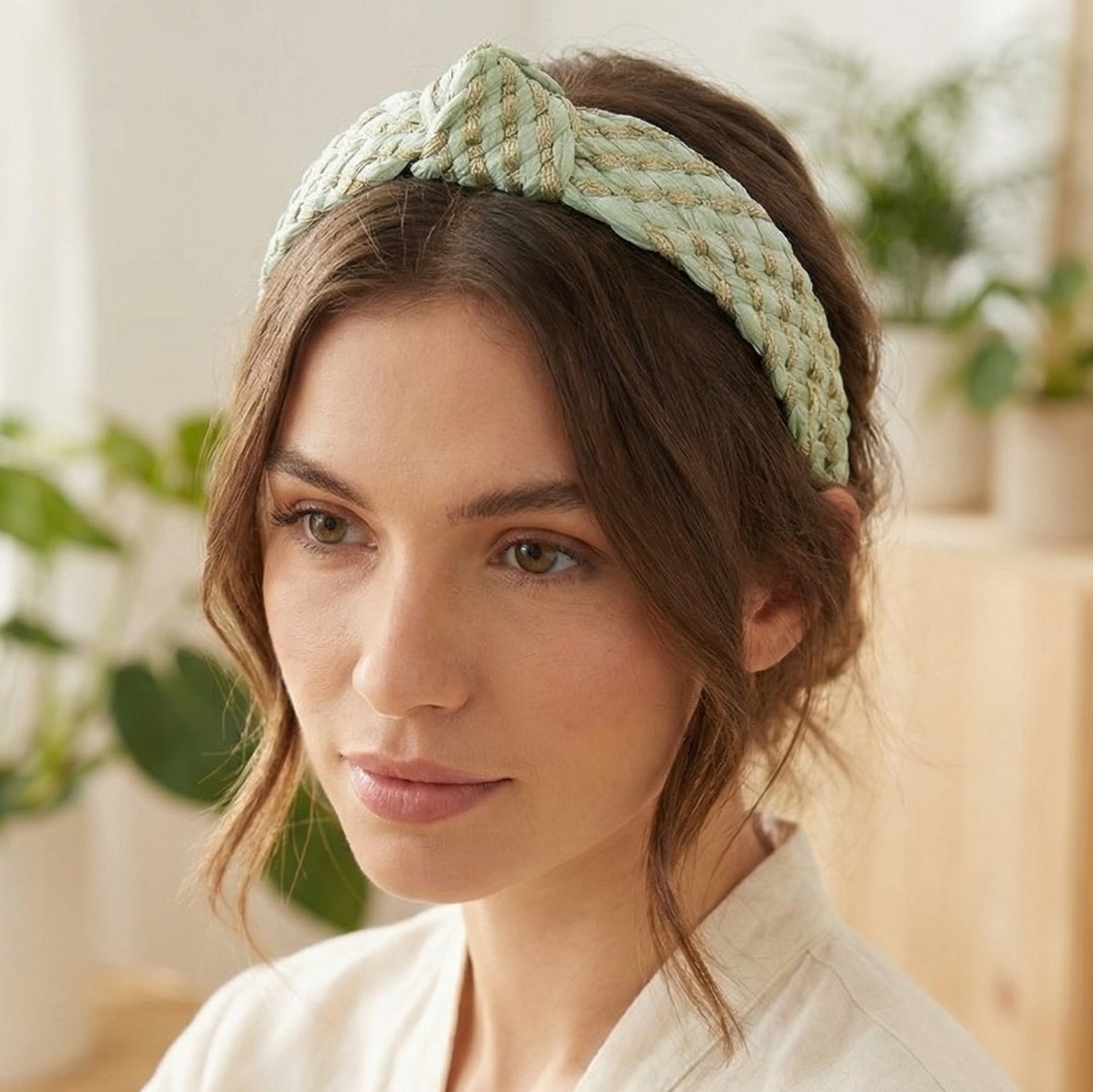Striped Braided Twist Headband Set