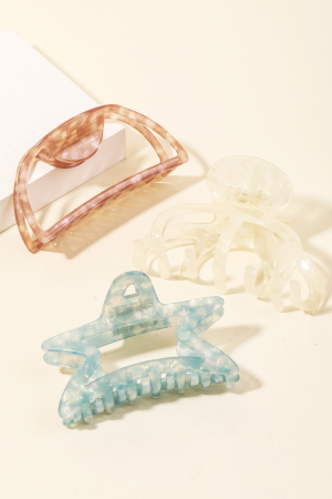 Assorted Shape Acetate Hair Clip Set