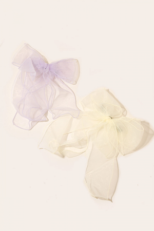 Purple And Ivory Sheer Ribbon Bow Hair Claw